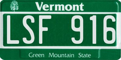 VT license plate LSF916