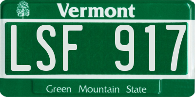 VT license plate LSF917