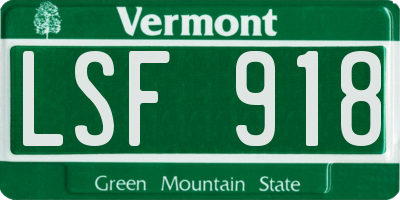VT license plate LSF918