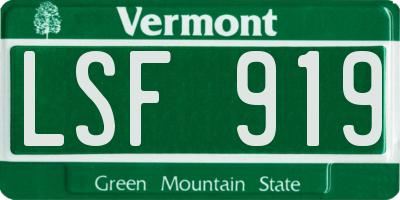 VT license plate LSF919