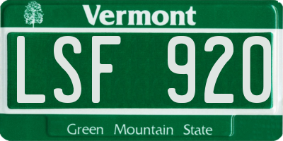 VT license plate LSF920