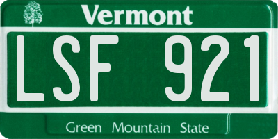 VT license plate LSF921