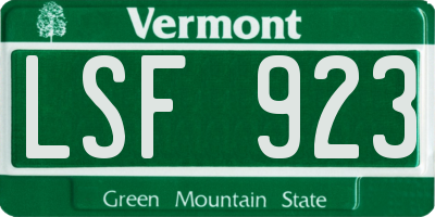 VT license plate LSF923