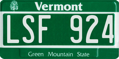 VT license plate LSF924