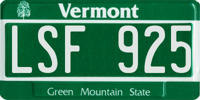 VT license plate LSF925