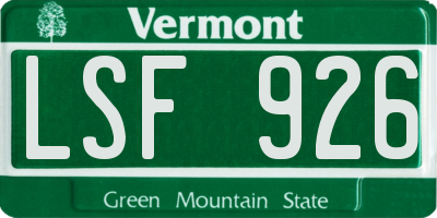 VT license plate LSF926