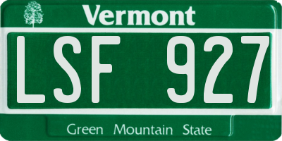 VT license plate LSF927