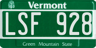 VT license plate LSF928