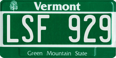 VT license plate LSF929