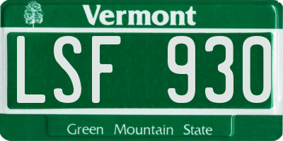VT license plate LSF930