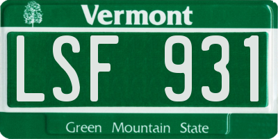 VT license plate LSF931