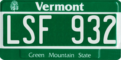 VT license plate LSF932