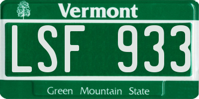 VT license plate LSF933