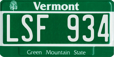 VT license plate LSF934