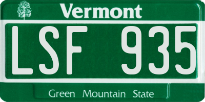 VT license plate LSF935