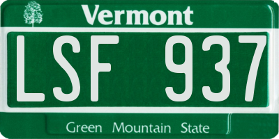 VT license plate LSF937