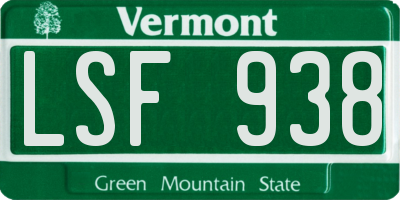 VT license plate LSF938