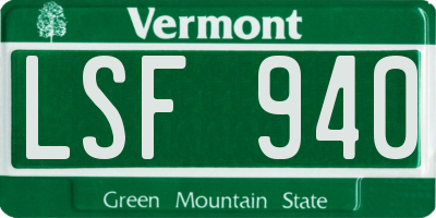 VT license plate LSF940