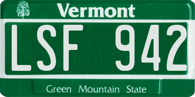 VT license plate LSF942