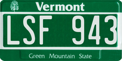 VT license plate LSF943