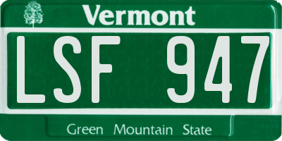 VT license plate LSF947