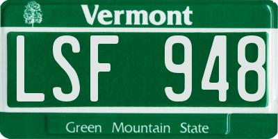 VT license plate LSF948