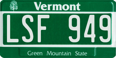 VT license plate LSF949