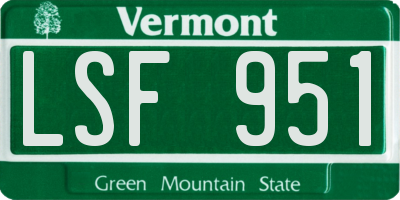 VT license plate LSF951