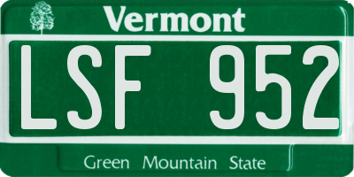 VT license plate LSF952