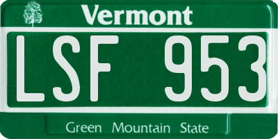 VT license plate LSF953