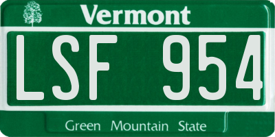 VT license plate LSF954