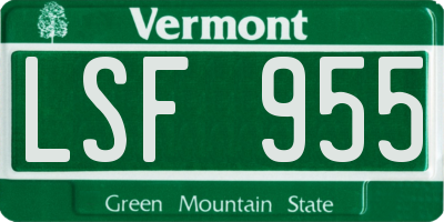 VT license plate LSF955