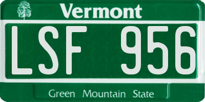 VT license plate LSF956