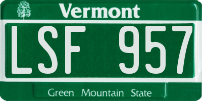VT license plate LSF957
