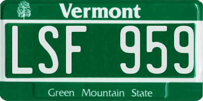 VT license plate LSF959