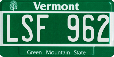 VT license plate LSF962