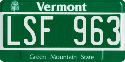 VT license plate LSF963