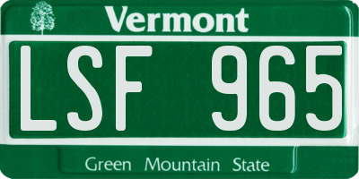 VT license plate LSF965