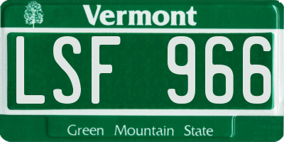 VT license plate LSF966