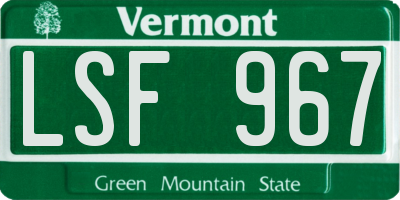 VT license plate LSF967