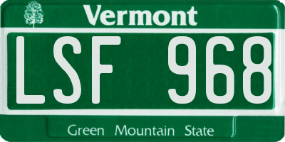 VT license plate LSF968