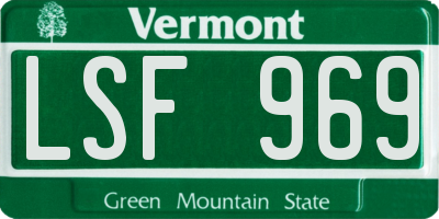 VT license plate LSF969