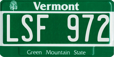 VT license plate LSF972