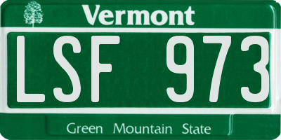 VT license plate LSF973