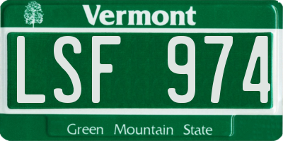 VT license plate LSF974