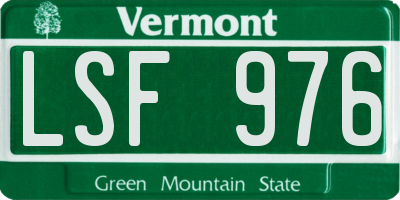 VT license plate LSF976