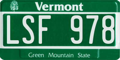 VT license plate LSF978