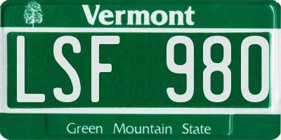 VT license plate LSF980
