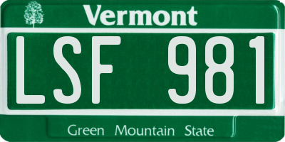 VT license plate LSF981