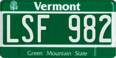 VT license plate LSF982